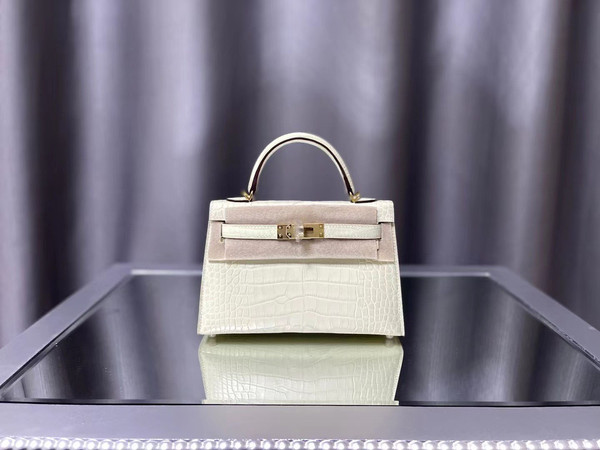 Hermes Craie Mini Kelly II 20 Alligator Gold Hardware