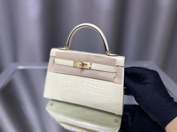 Hermes Craie Mini Kelly II 20 Alligator Gold Hardware
