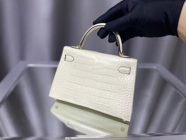 Hermes Craie Mini Kelly II 20 Alligator Gold Hardware
