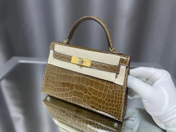 Hermes Olive Mini Kelly II 20 Alligator Gold Hardware
