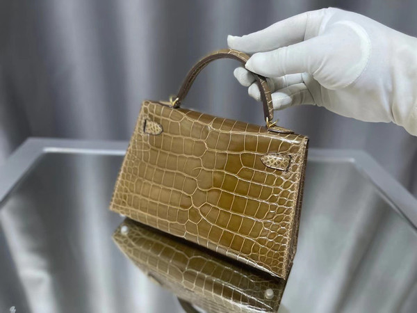 Hermes Olive Mini Kelly II 20 Alligator Gold Hardware