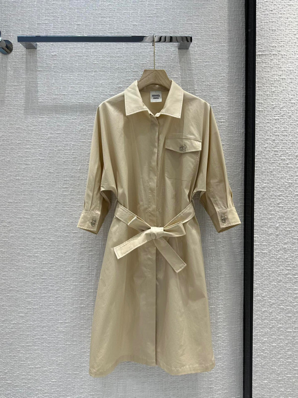 Hermes Belted dress SS2023 Beige Palomino