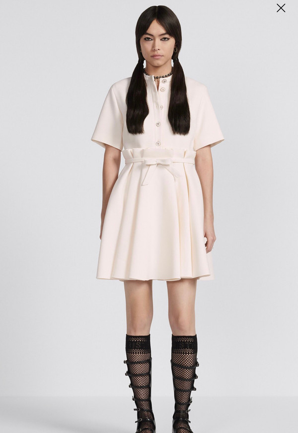 Christian Dior SHORT FLARED DRESS White Wool and Silk