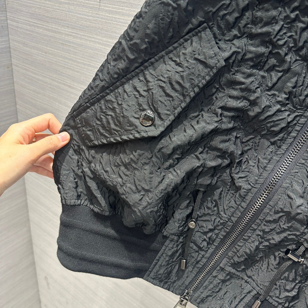 Christian Dior BOMBER JACKET Black Matte Cloqué-Effect Technical Fabric
