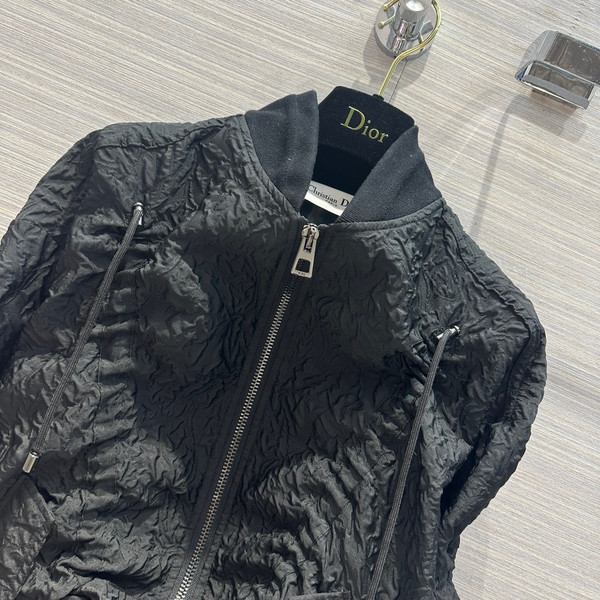 Christian Dior BOMBER JACKET Black Matte Cloqué-Effect Technical Fabric