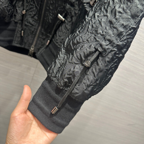 Christian Dior BOMBER JACKET Black Matte Cloqué-Effect Technical Fabric
