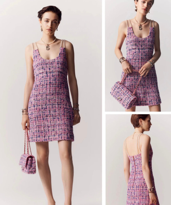 Chanel SS2023 Pre-Collection Cotton Tweed & Imitation Pearls Dress