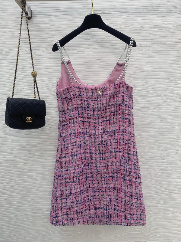 Chanel SS2023 Pre-Collection Cotton Tweed & Imitation Pearls Dress