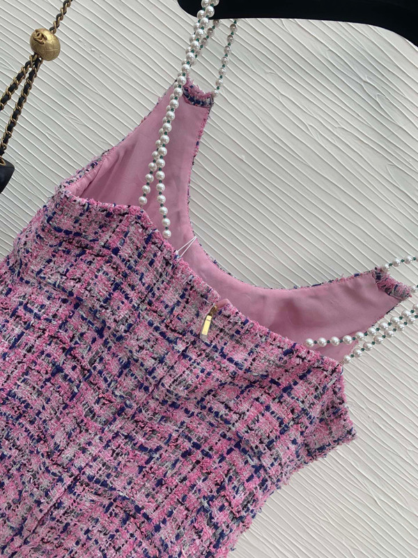 Chanel SS2023 Pre-Collection Cotton Tweed & Imitation Pearls Dress