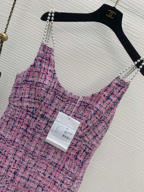 Chanel SS2023 Pre-Collection Cotton Tweed & Imitation Pearls Dress