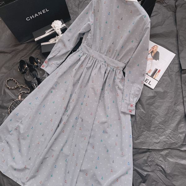 Chanel Cruise 2023 Embroidered Cotton Poplin Dress