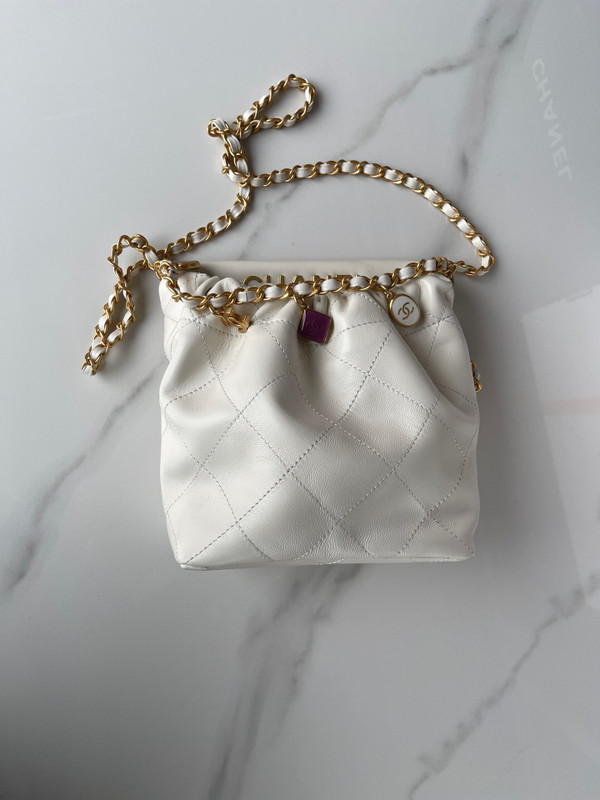 Chanel SS2023 Pre-Collection SMALL BUCKET BAG WHITE