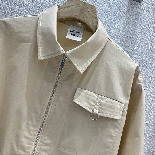Hermes Zipped cotton shirt Beige