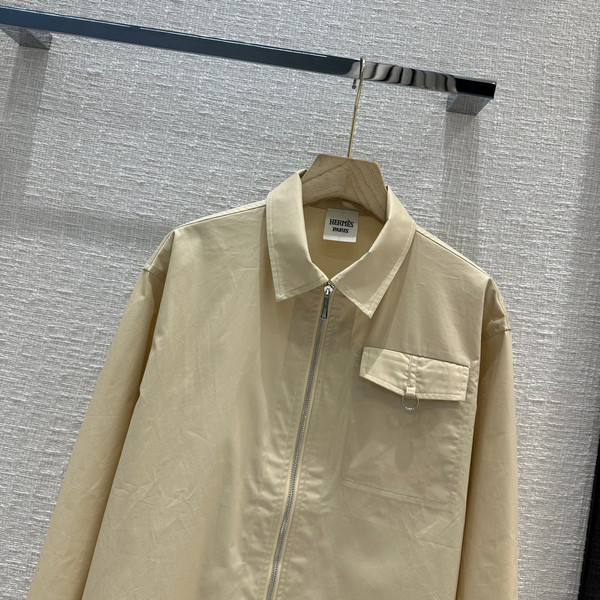 Hermes Zipped cotton shirt Beige