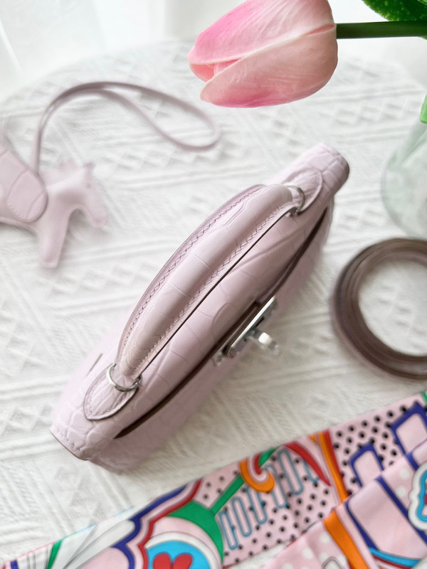 Hermes Mauve Pale Mini Kelly II 20 Alligator Palladium Hardware