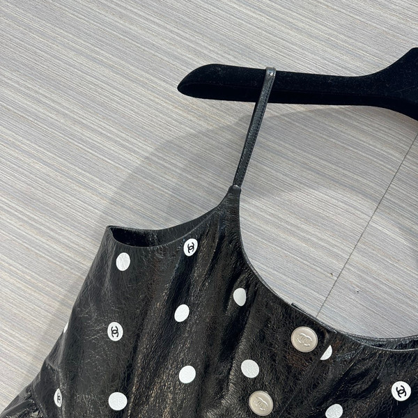 Chanel SS2023 Embroidered Calfskin & Lace Top