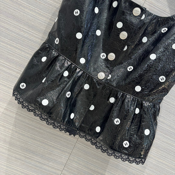 Chanel SS2023 Embroidered Calfskin & Lace Top