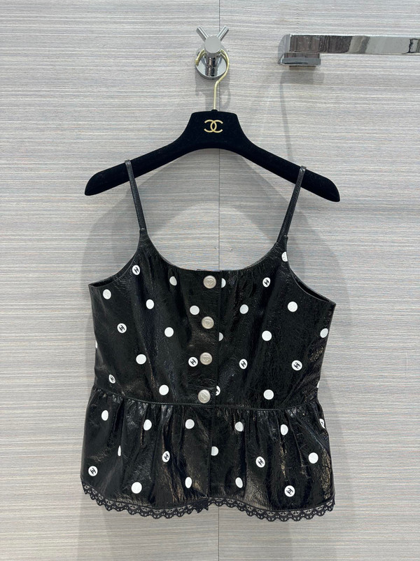 Chanel SS2023 Embroidered Calfskin & Lace Top