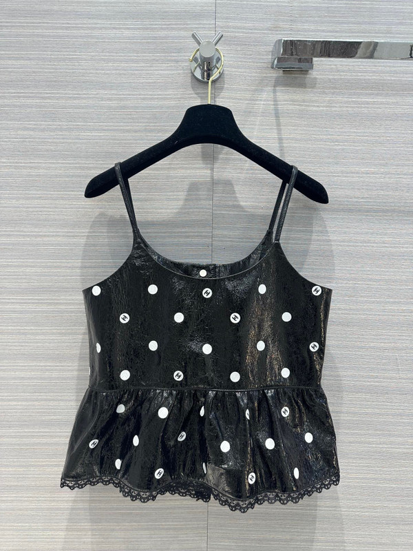 Chanel SS2023 Embroidered Calfskin & Lace Top