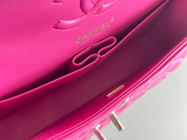 CHANEL Fuchsia Caviar Leather Classic Double Flap 2.55 Shoulder Bag Gold HW 2023