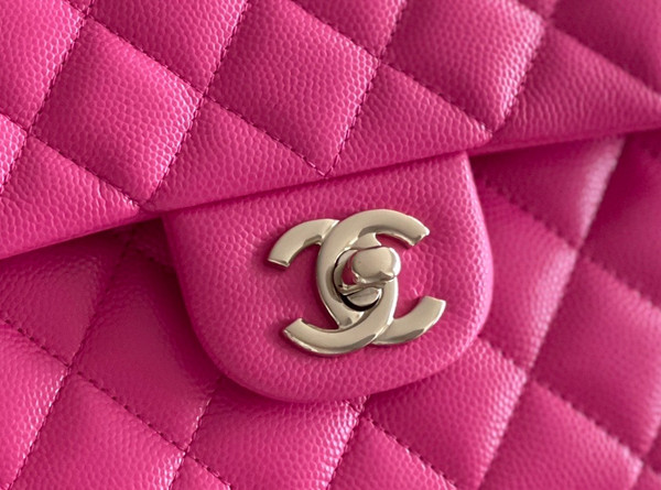 CHANEL Fuchsia Caviar Leather Classic Double Flap 2.55 Shoulder Bag Gold HW 2023