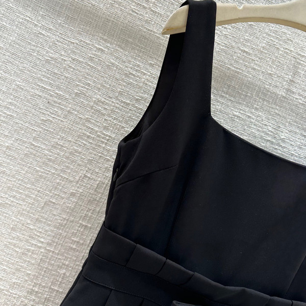 Christian Dior MID-LENGTH DRESS Black Wool and Silk Shantung