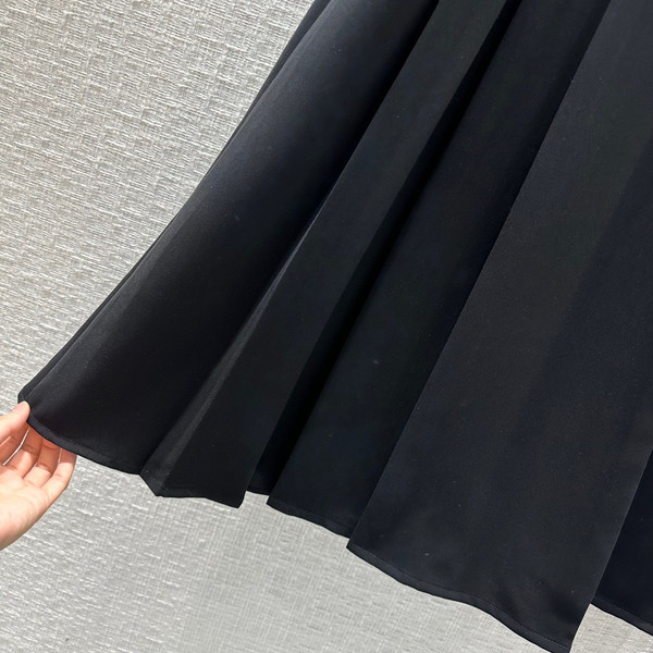 Christian Dior MID-LENGTH DRESS Black Wool and Silk Shantung