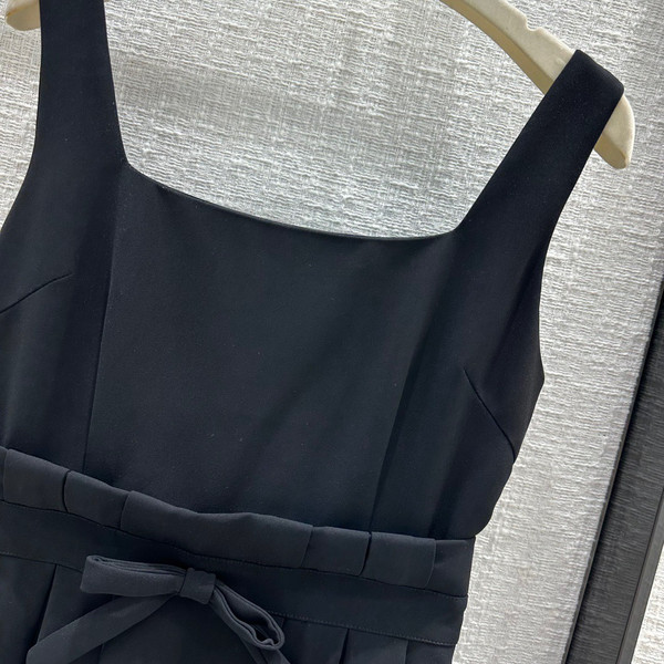 Christian Dior MID-LENGTH DRESS Black Wool and Silk Shantung