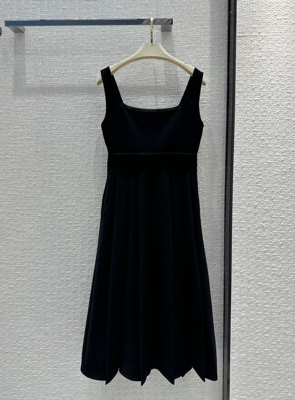 Christian Dior MID-LENGTH DRESS Black Wool and Silk Shantung