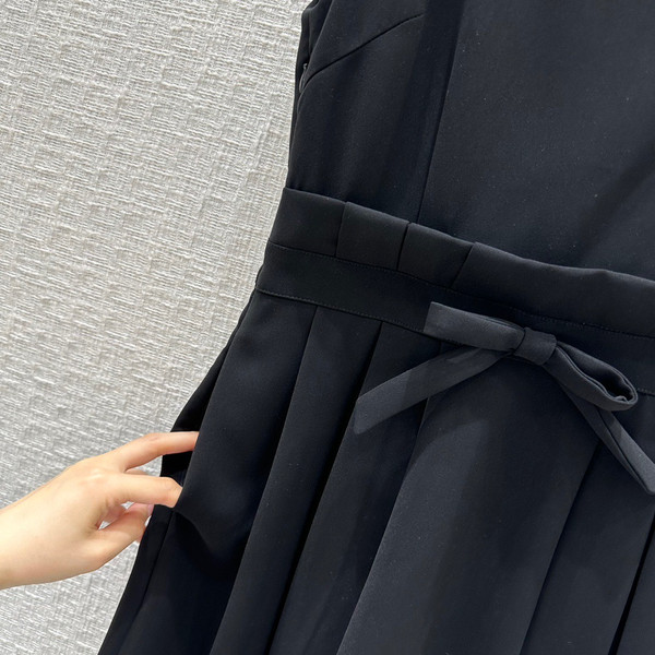 Christian Dior MID-LENGTH DRESS Black Wool and Silk Shantung