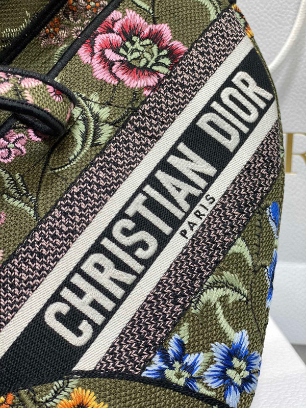 Christian Dior SADDLE BAG Green Multicolor Dior Petites Fleurs Embroidery