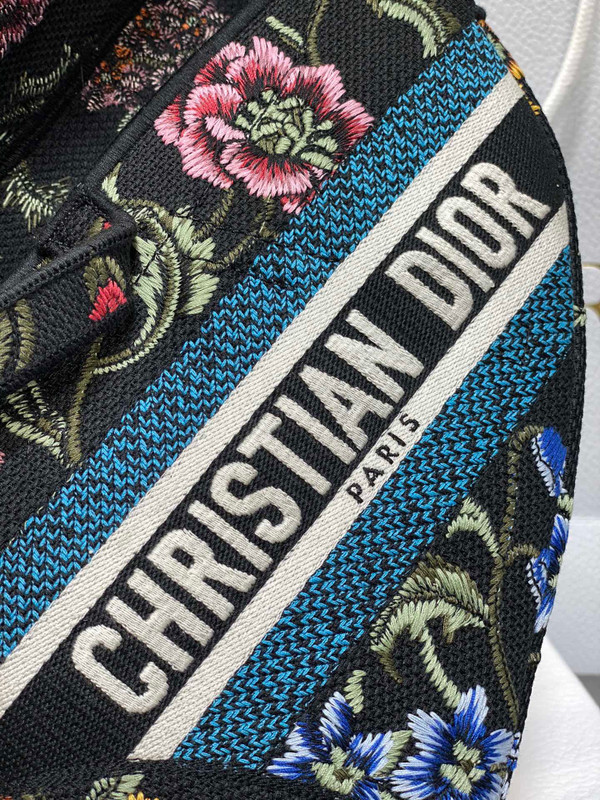 Christian Dior SADDLE BAG Black Multicolor Dior Petites Fleurs Embroidery