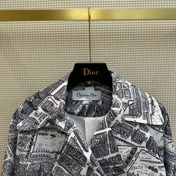 Christian Dior TRENCH COAT White and Black Technical Taffeta with Plan de Paris Motif