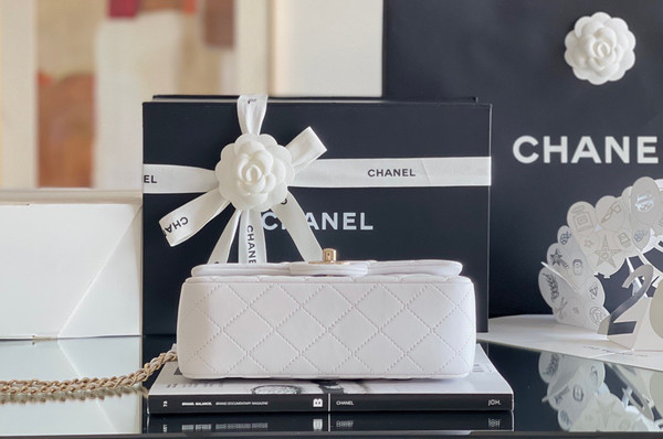 Chanel MINI FLAP BAG WITH TOP HANDLE WHITE