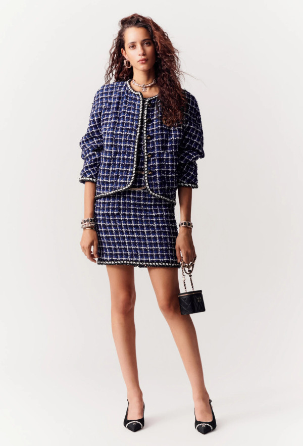 Chanel Blue Cotton Tweed Jacket SS2023