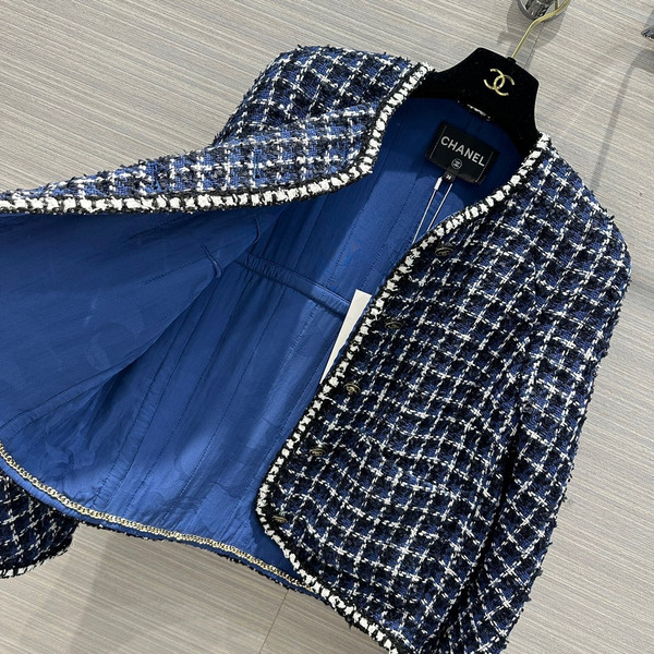Chanel Blue Cotton Tweed Jacket SS2023