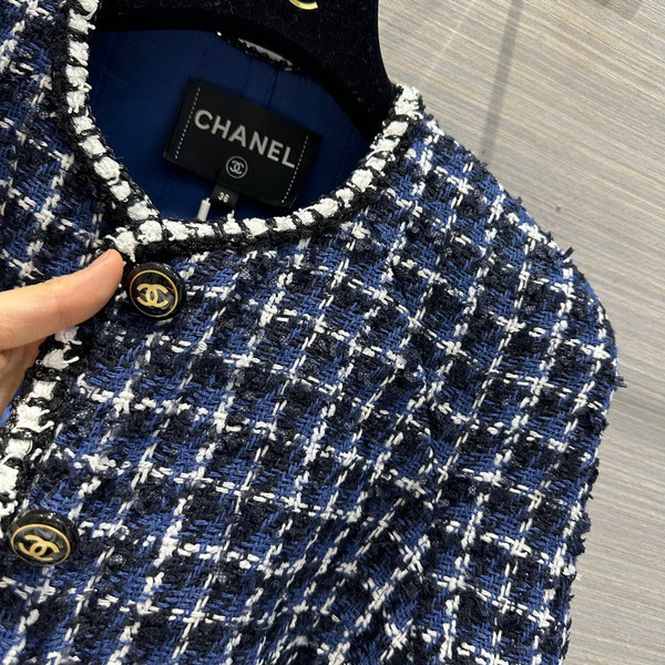 Chanel Blue Cotton Tweed Jacket SS2023
