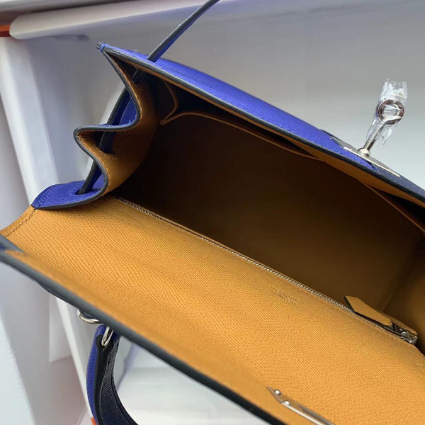 Hermès 28 cm Special Edition Blue Tri Coloured Epsom Kelly
