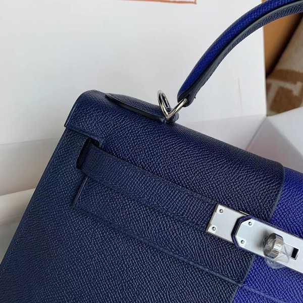 Hermès 28 cm Special Edition Blue Tri Coloured Epsom Kelly