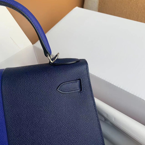 Hermès 28 cm Special Edition Blue Tri Coloured Epsom Kelly