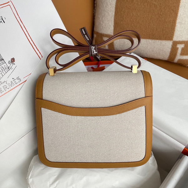 HERMES CONSTANCE 24 TOILE DE CAMP BISCUIT EPSOM PALLADIUM HARDWARE