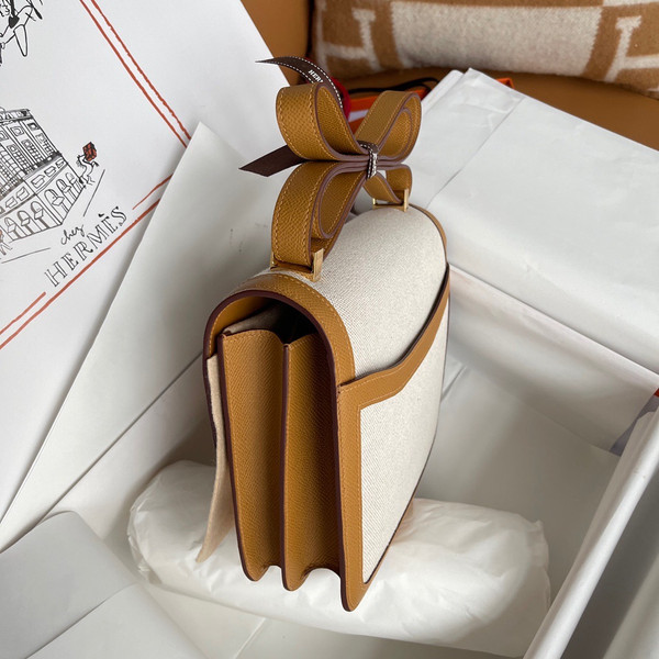 HERMES CONSTANCE 24 TOILE DE CAMP BISCUIT EPSOM PALLADIUM HARDWARE