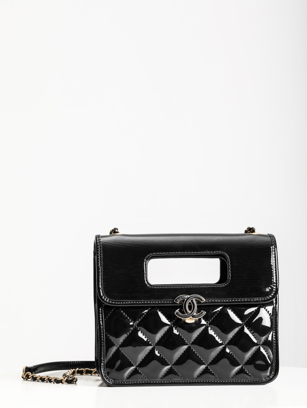 Chanel MINI PATENT FLAP BAG WITH TOP HANDLE