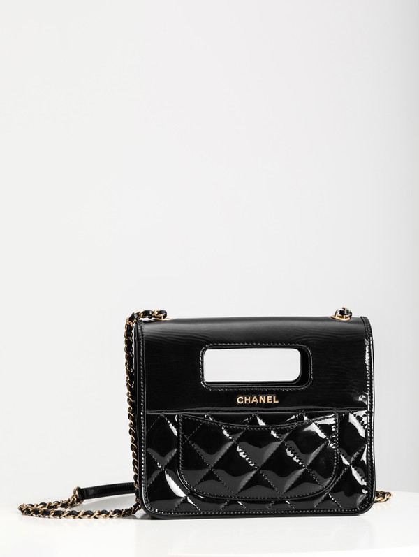 Chanel MINI PATENT FLAP BAG WITH TOP HANDLE