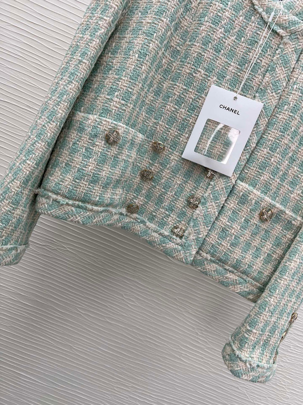 Chanel Light Blue & Ecru Cotton Tweed Jacket SS2023