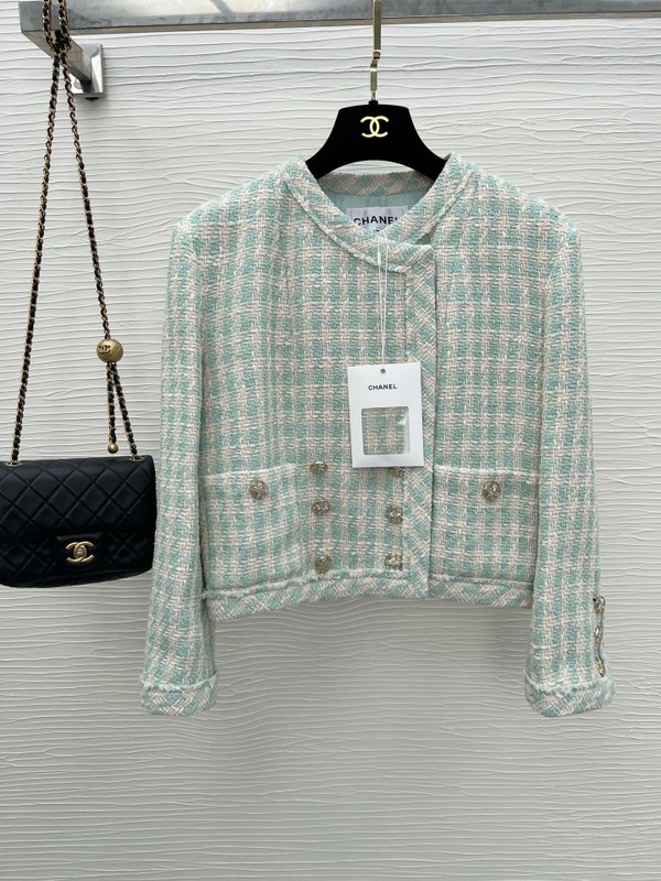 Chanel Light Blue & Ecru Cotton Tweed Jacket SS2023
