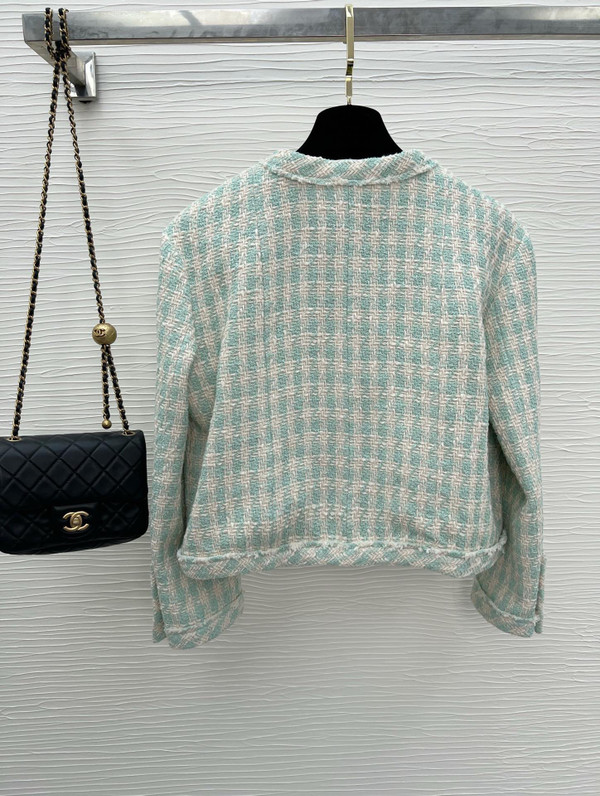 Chanel Light Blue & Ecru Cotton Tweed Jacket SS2023