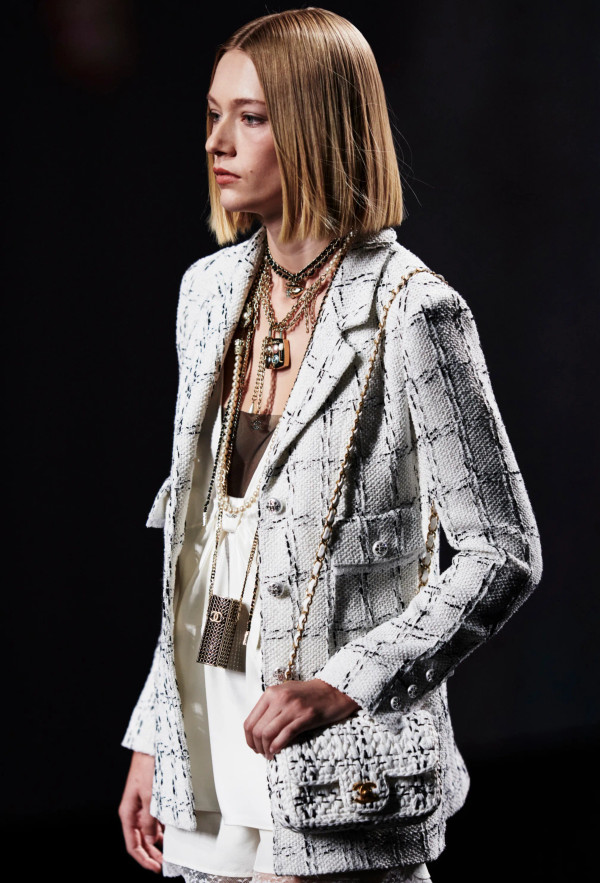 Chanel Light White & Black Cotton Tweed Jacket SS2023