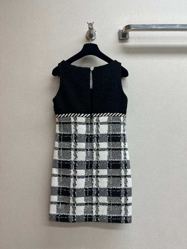 Chanel Tweed Dress Black, White, Gold & Silver SS2023