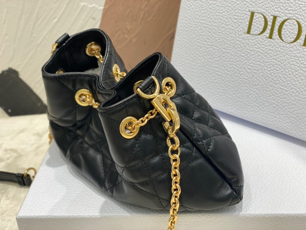 Christian Dior SMALL DIOR AMMI BAG Black Supple Macrocannage Lambskin